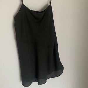 Black theory flowy drape slip cami tank top blouse spaghetti strap dressy work